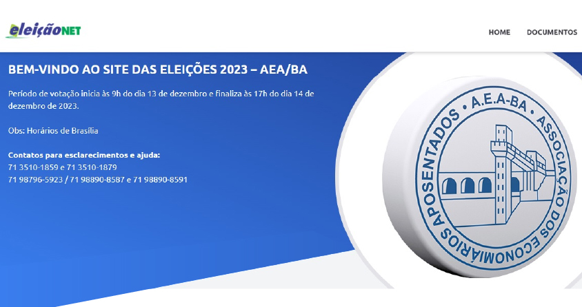 O site das eleições da AEA/BA 2023 já está disponível