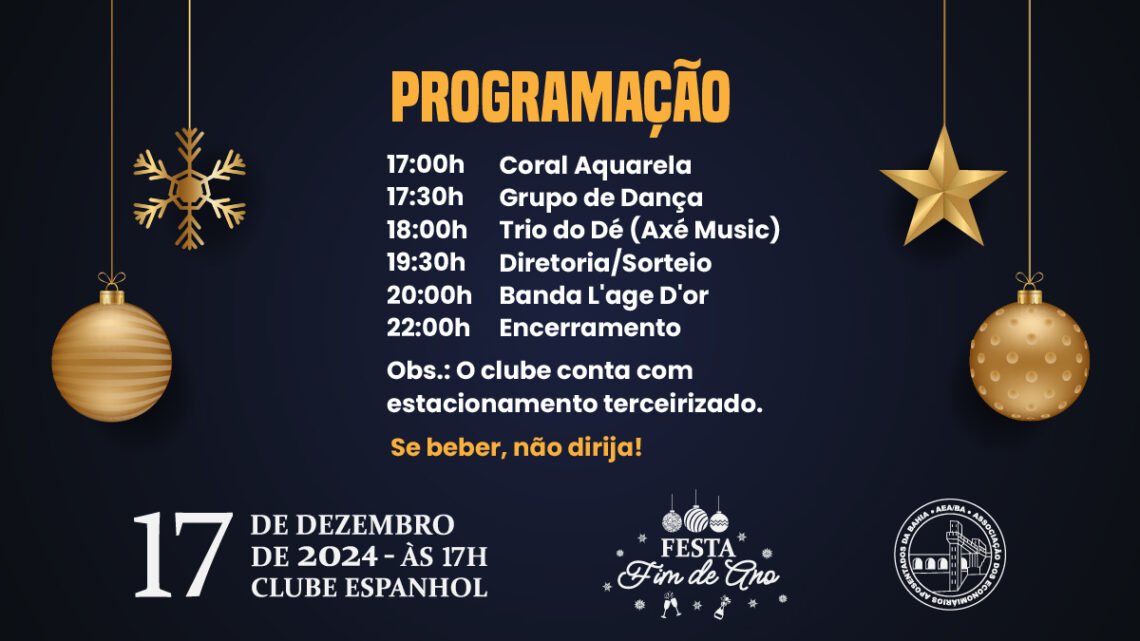 Programação da Festa de Confraternização da AEA/BA